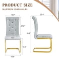 thumbnail image 6 of Retro Gray Dining Chairs - Set of 2, Faux Alligator Leather, Crystal Buckle Detail, Gold Metal Legs - Elegant Kitchen & Dining Room Seating, 6 of 20