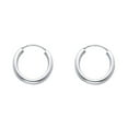 thumbnail image 1 of 14k White Gold 2mm Thick Round Tube Endless Hoop Earrings, High Polished, (15mm), 1 of 2