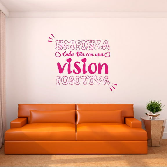 Spanish Wall Decals for Children Bedroom - Empieza Cada Dia Con Una Vision Positiva Inspirational Be Positive Quote in Spanish Home Wall Sticker - Size: 10 In x 8 In