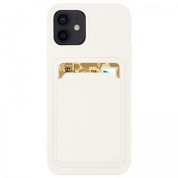 Silicone Card Holder Protection Case For iPhone 12 Mini in White