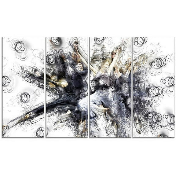 Design Art Contemporary Jazz Dance, 4 Panels, 48" x 28"