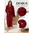 thumbnail image 6 of Robes for Women, LOFIR Long Womens Robes, Soft Fluffy Fleece Bath Robe with Front Pocket, Winter Warm Plush Lapel Women's Robes, Adjustable Belt, Wine Red, L/XL, 6 of 8