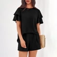thumbnail image 7 of Two Piece Sets for Women 2026 Spring Summer Ruffle Sleeve Lounge Matching Shorts Set Casual Beach Vacation Clothes Black S, 7 of 7