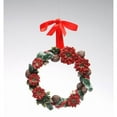 thumbnail image 3 of Ceramic Poinsettia Wreath 9" with Pinecones Red Ribbon Christmas Gift, 3 of 3