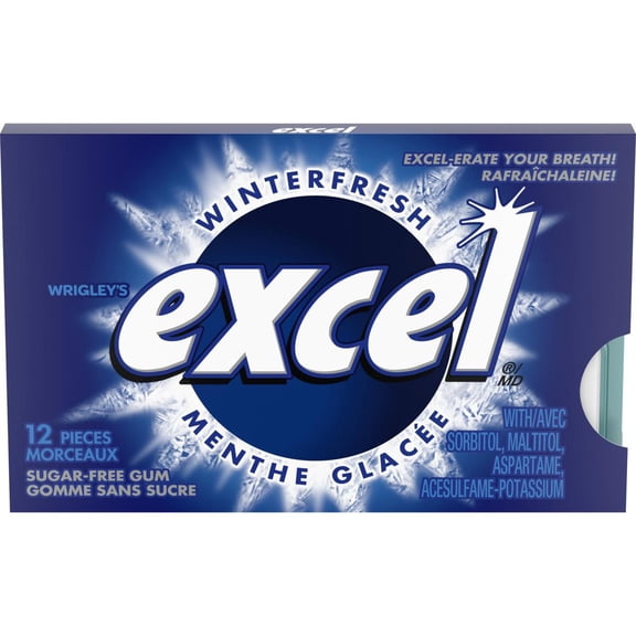 EXCEL, Menthe glacée, gomme à mâcher sans sucre, 12 morceaux, 1 emb.