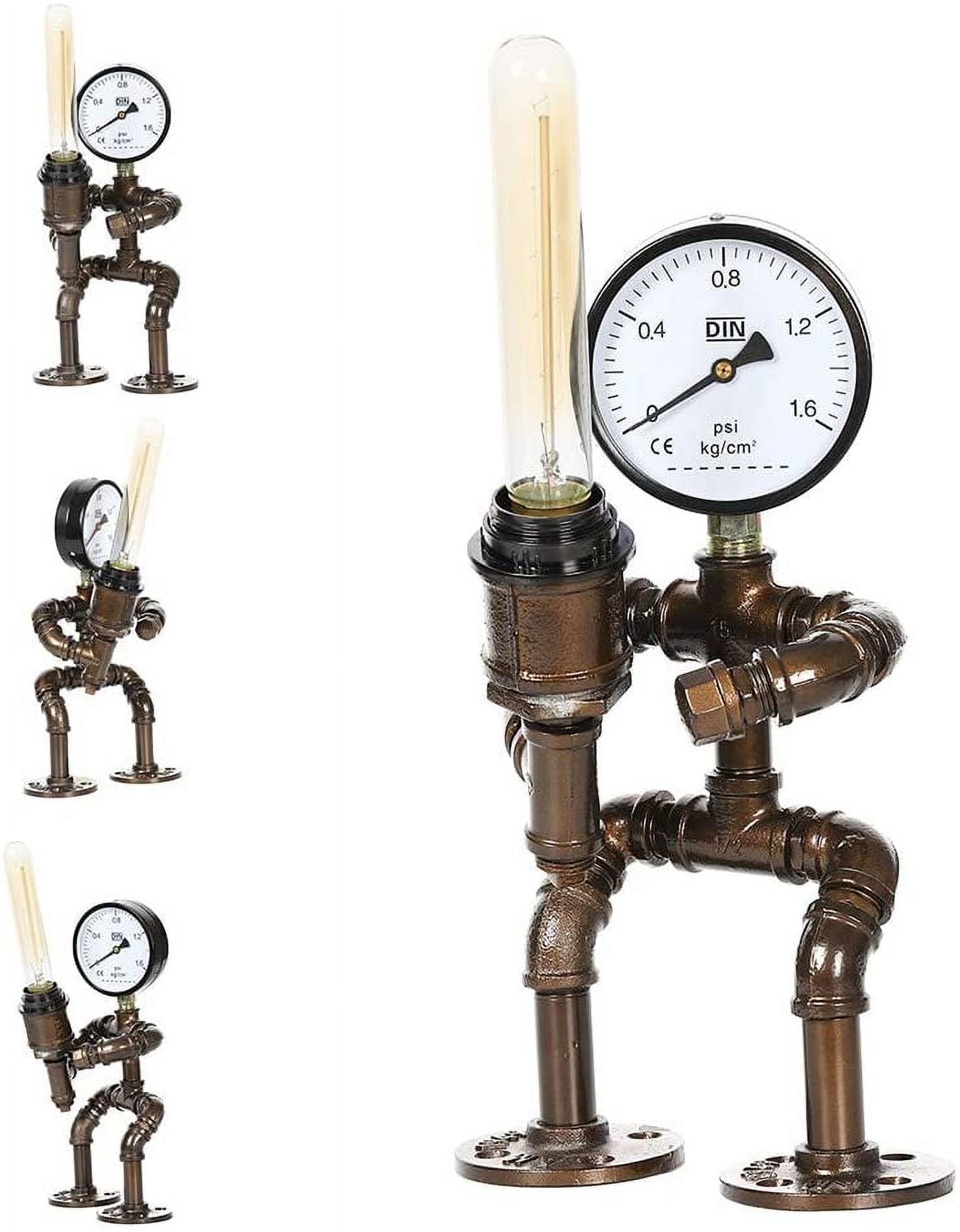 Industrial Bronze Table Lamp, Retro Steam Punk Robot Lamp