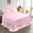 thumbnail image 3 of 4 Piece Long Ruffle Sheet Set, 20" Inch Long Ruffle On Corner Of The Flat Sheet, 15 Inch Deep Pocket, 100% Egyptian Cotton, 800 TC, Queen Size, Solid Light Pink, 3 of 9