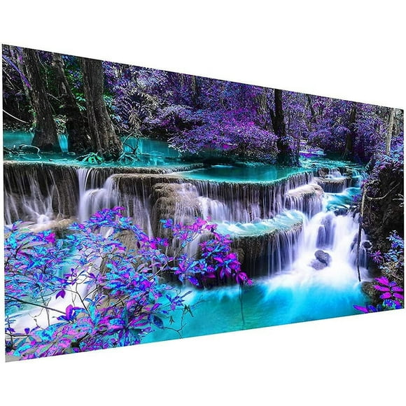 5D Diamond Painting Kits DIY Large Waterfall Full Round Drill (35.5 x 15.7 inch) Crystal Rhinestone Embroidery Pictures Arts Paint by Number Kits Diamond Painting Kits for Home Wall Decor