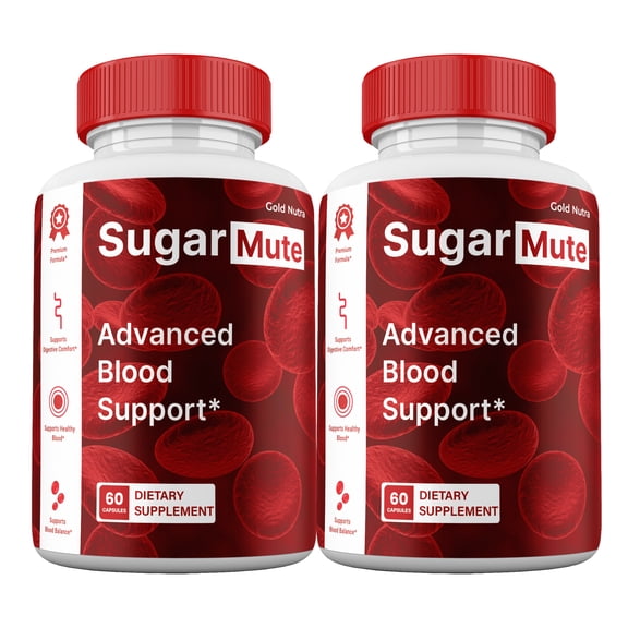 SugarMute Capsules, Official Supplement, Maximum Strength Blood Support Pills All Natural, 30 Day Supply per Bottle (2 pack)