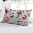 thumbnail image 5 of Gray Christmas Balls Throw Pillow Covers, Red Green Xmas Botanical Snowflake Soft Breathable Pillow Cases with Zipper for Sleeping, King Size Pillowcases for Couch Bed Sofa Chair 20x36 Inches, 5 of 6