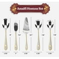 thumbnail image 2 of 5 Piece Hostess Set - 18/10 Stainless Steel Serving Utensil Set - Gorgeous Vintage Handle with Gold Detailing - Dishwasher Safe - Silver and Gold Flatware Hostess Serveware (Amalfi), 2 of 7