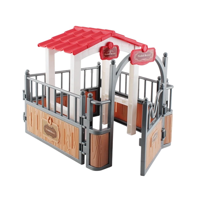 Simulación de caballo estable modelo de granja animales caballo de juego para escena en miniatura diseño de Diorama marrón y gris Hugo Establo
