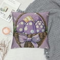thumbnail image 2 of Nawypu Happy Easter Bunny Decorative Throw Pillow Covers, He is Risen Religious Cross Eggs Purple Outdoor Home Decor, Rejoice Lily Flower Wreath Stripes Polka Dot Couch Cushion Case, 2 of 5