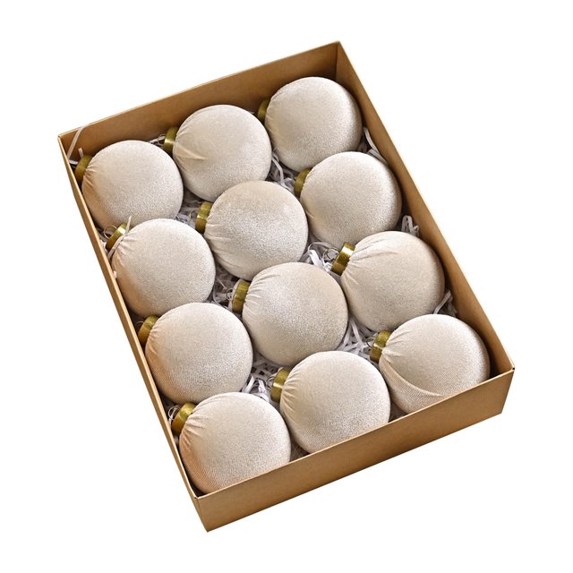 12 bolas navideñas de terciopelo flocadas, adornos navideños de plástico, adornos colgantes decorativos para árbol de Navidad, decoración de 3,15 pulgadas