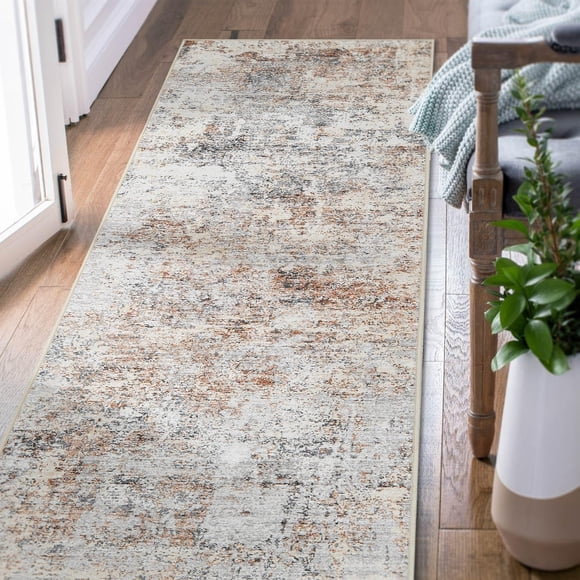 Corredor de alfombra Jinchan Lavable Moderna Abstracta 2x6 pies Taupe