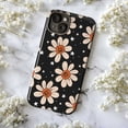 thumbnail image 5 of Halloween Pumpkin Daisy Phone Case, Black Background with Jack-o'-Lantern Flowers and Stars, Cute Spooky Protective iPhone Cover for iPhone 17 16 15 14 13 12 11 Plus Pro Plus Mini, 5 of 6