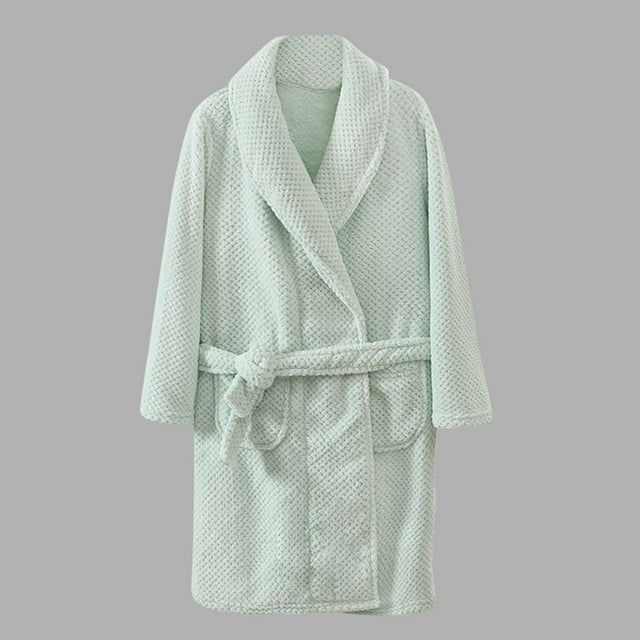YUNAFFT Kids Bathrobe Solid Color Thickened Plush Sleepwear Cozy Homewear
