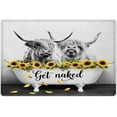 thumbnail image 1 of Highland Cow Bathroom Rugs Funny Western Wildlife Cow Get Naked Print Bath Mat for Bathroom Decor, Rustic Yellow Floral Plant Sunflower Non-Slip Area Rug Bathroom Accessories 30"x18", 1 of 6