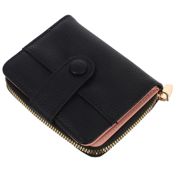 Raindrops Black Accordionstyle PU Wallet Stylish and Minimalist Design