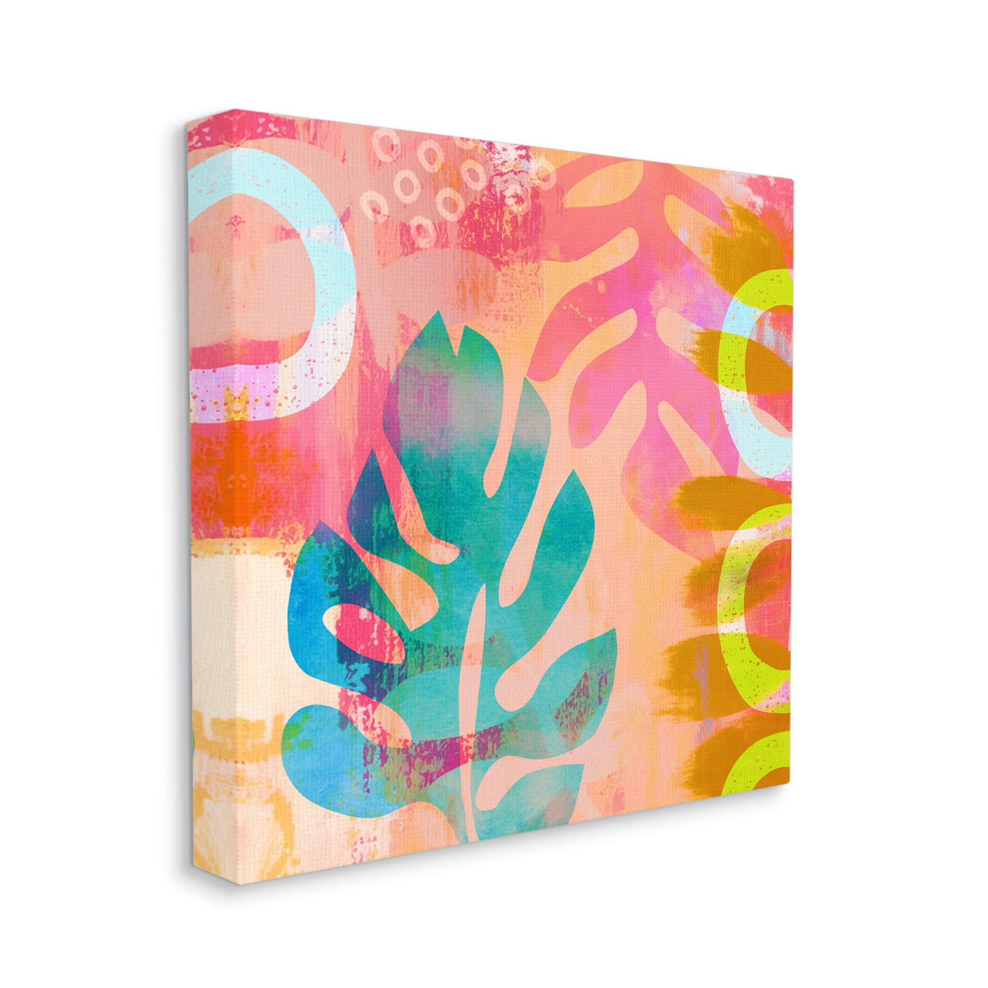 Stupell Industries Bold Plant Leaf Shapes Botanical & Floral Painting Gallery Wrapped Canvas Art Print Wall Art, 17 x 17