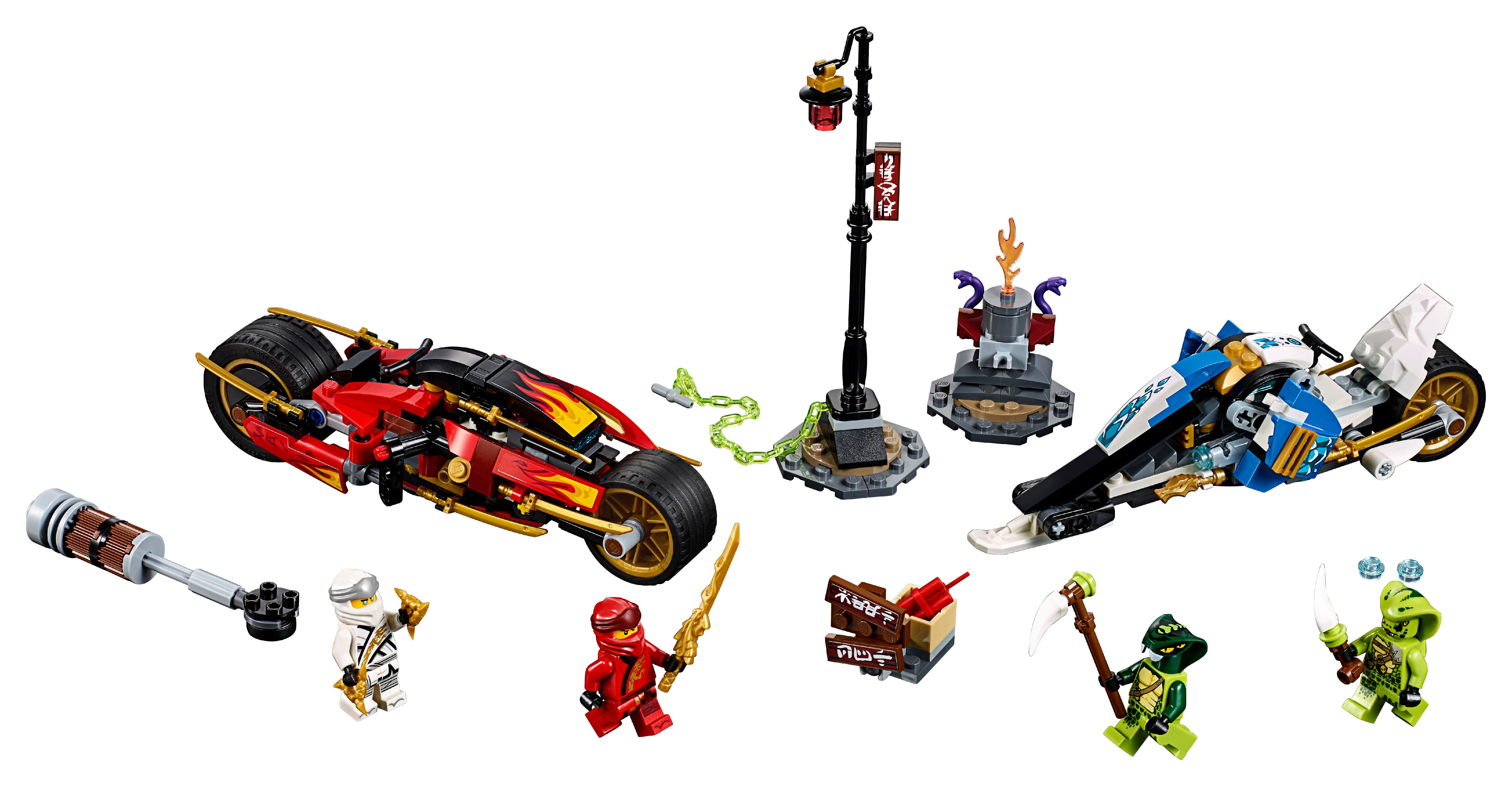 lego ninjago kai's blade cycle & zane's snowmobile 70667