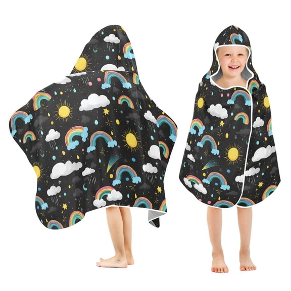 joogoo Rainbow Cute Rainy Kids Hooded Beach Towel Baby Bath Towel 23.5"x50"