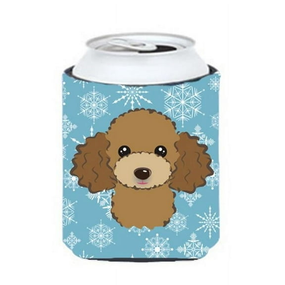 Carolines Treasures BB1690CC Snowflake Chocolate Brown Poodle Can & Bottle Hugger