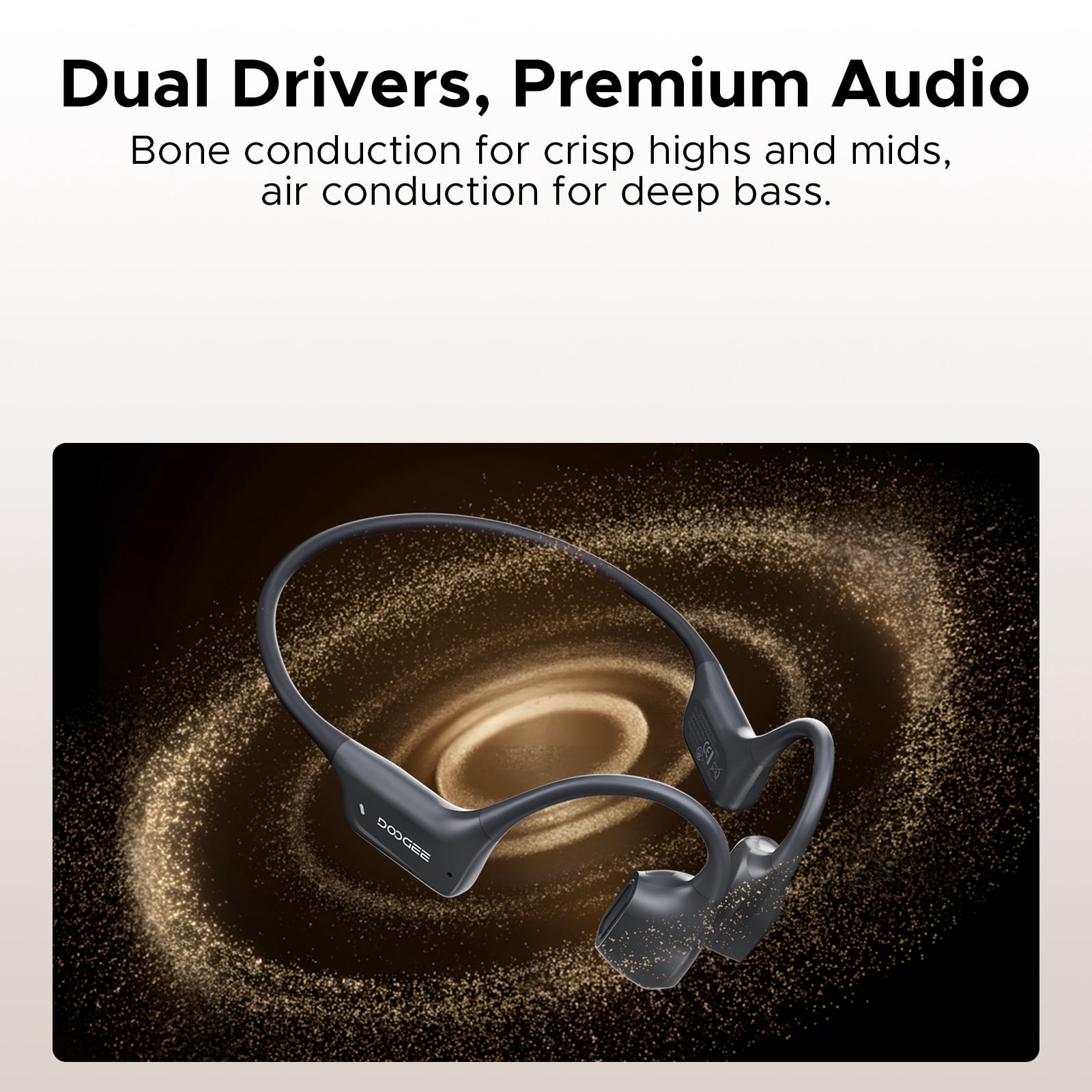 Doogee Bone Conduction Headphone, IP68 Waterproof Swimming Headphones Wireless Bluetooth 5.4, Dual Drivers, Bone Air Conduction, Sport Open-Ear Headphones for Swimming, Running, Cycling