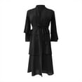 thumbnail image 5 of AINIYS Women Mid Length Lapel Collar Button Closure Windproof Water Resistant Stylish Trench Coat For Commute Outdoor Daily Black 13-14 Years, 5 of 8