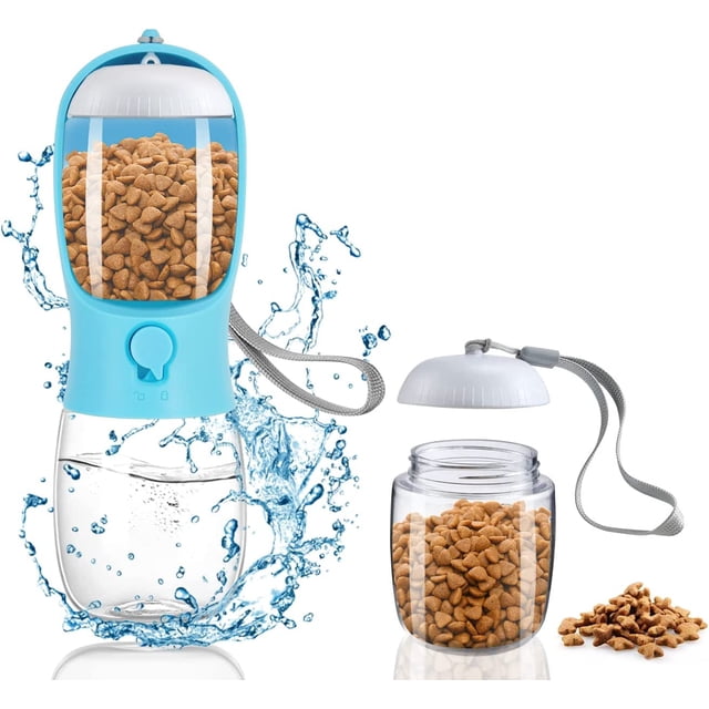 Verde - Botella de agua portátil para perros, botella de agua de 300 ml con filtro de carbón activado, botella de agua de viaje para mascotas y botella de 100 ml para comida de perro. (1 unidad)