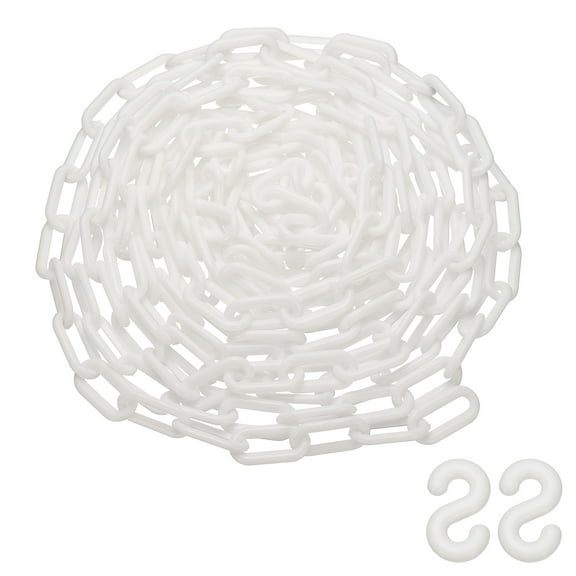 Uxcell 25 Feet Plastic Chain Link, Safety Barrier Chain Lightweight 0.8x1.4 Inch Waterproof Crowd Control White