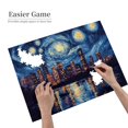 thumbnail image 4 of 500 PCS Starry Night In The City Jigsaw Puzzles 500 Pieces,Gift Suitable Family Friends,Oil Painting Style Scenery Wooden Puzzles,Family Leisure And Entertainment,Pieces Fit Together Perfectly, 4 of 6