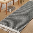 thumbnail image 3 of Moynesa 2'x6' Boho Runner Rug Washable Kitchen Rugs Woven Cotton Throw Mat with Tassels Farmhouse Low Pile Soft Runner Carpet for Kitchen Bathroom Non Slip, Black, 3 of 9