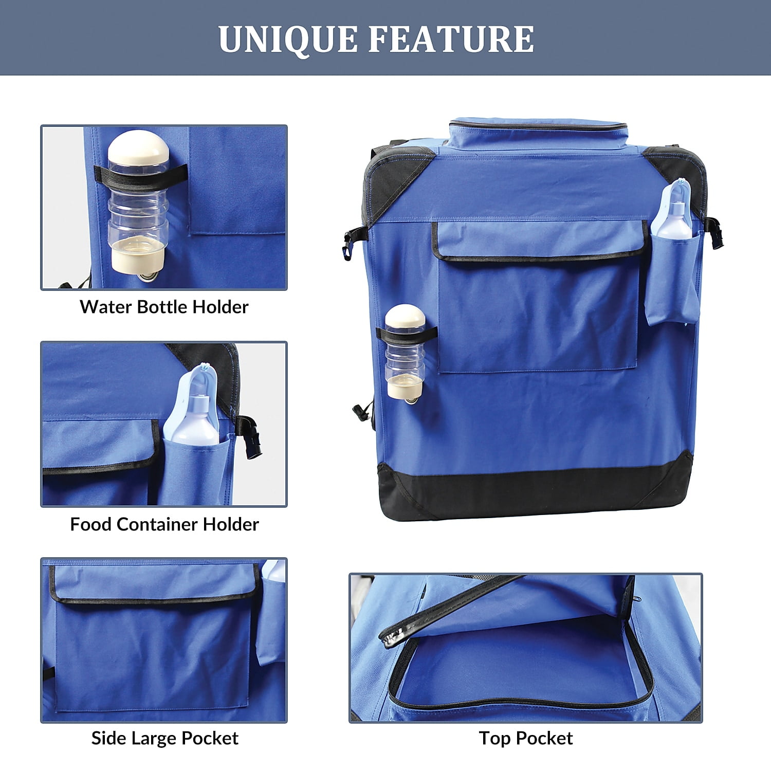 Jespet 3-Door Soft-Sided Folding Travel Pet Crate (Large; Royal Blue), PSC-36BL