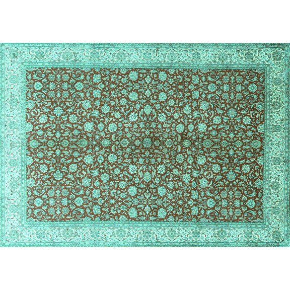 Ahgly Company Indoor Rectangle Persian Turquoise Blue Traditional Area Rugs, 5' x 7'