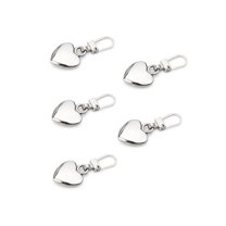 QZS 5Pcs Backpack Zippers Mend Fixer Repair,Silver Detachable Metal Heart Shaped Zipper Pull Replacement for Clothing Jacket Wallet Backpack(5Pack)