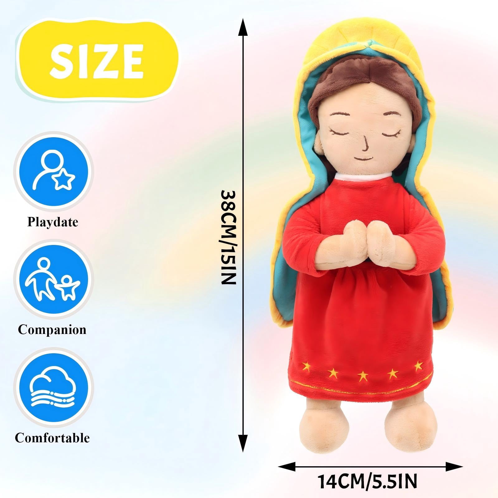 38cm/15in Talking Our Lady Of Guadalupe Plush Doll, Stuffed Toy With Prayers & Songs, Soft Religious Plush Figure, Inspirational Faith-Based Gift, Church, Baptism, Easter & Christmas
