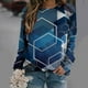 thumbnail image 2 of Camisas informales de manga larga para mujer, sudadera de cuello redondo con estampado de rombos geométricos, jersey de cuello redondo, Tops tipo túnica holgados Pompotops FGAJ962, 2 of 6