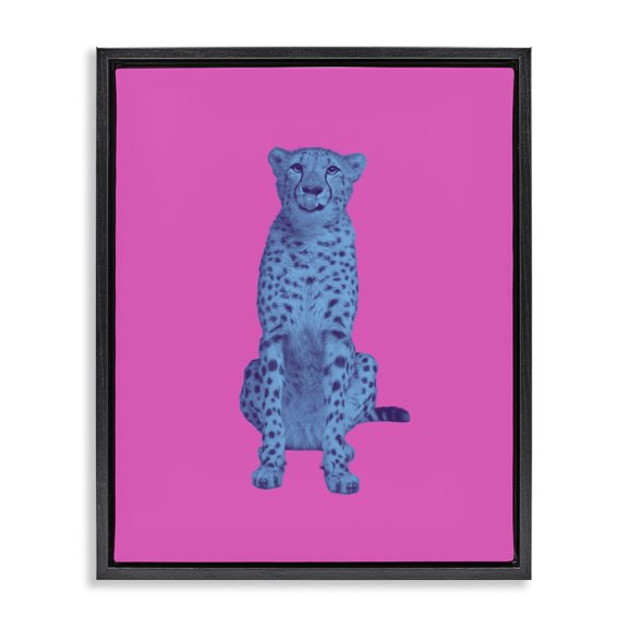 Stupell Industries Art Deco Leopard on Vivid Pink Black Floating Frame Canvas Art, 25 x 31, by House of Lulu