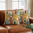 thumbnail image 3 of Mid-Century Modern Throw Pillow Cover Art Geometric Abstract Yellow Orange Cotton Linen Cushion Cover Throw Pillow Case with Invisible Zipper for Couch Sofa Bed Chair Car 16x16 Inch, 3 of 14