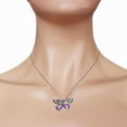 thumbnail image 2 of Galaxy Gold 14K Solid White Gold 24" Butterfly Necklace with Natural Diamonds and Amethysts, 14"-24" Sizes, February Birthstone, Symbol of Serenity, 2 of 2