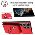 thumbnail image 6 of Wallet Case Compatible for Samsung Galaxy S24 Ultra with Card Holder, Rotation Finger Ring Kickstand Card Slots Case, Classic PU Leather Shockproof Magnetic Button Cover for Galaxy S24 Ultra, Red, 6 of 7