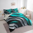 thumbnail image 3 of Homewish Teens Female Men Gradient Geometric Lines Bedding Comforter Set 7 Pieces,Ombre Vintage Aesthetic Full Bedding Set Lightweight,Abstract Stripes Fitted Sheet Flat Sheet, 3 of 8