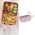 thumbnail image 2 of Contenedor Bento portátil de gran capacidad de 1000 ml con juego de cubiertos Rosado, 2 of 9