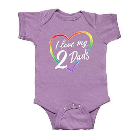 

Inktastic I Love My 2 Dads with Rainbow Heart Gift Baby Boy or Baby Girl Bodysuit