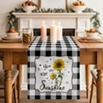 thumbnail image 2 of Table Runner 108 Inches Long for Kitchen Dining, Sunflowers Dresser Scarf Farmhouse, Dining Table Decorations for Wedding/Parties, Yellow Floral Botanical Black White Plaid Farmhouse 13 x 108 In, 2 of 8