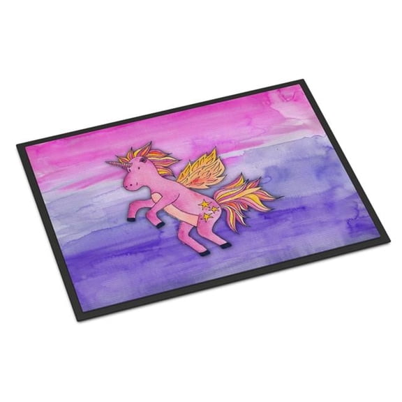 18 x 27 in. Pink Unicorn Watercolor Indoor or Outdoor Mat