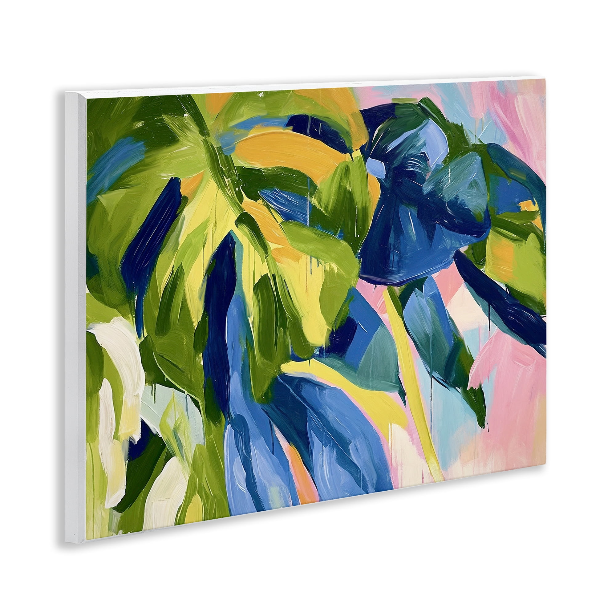 Stupell Industries Tropical Leaves Layered Botanical & Floral Painting Unframed Art Print Wall Art, 14 x 11