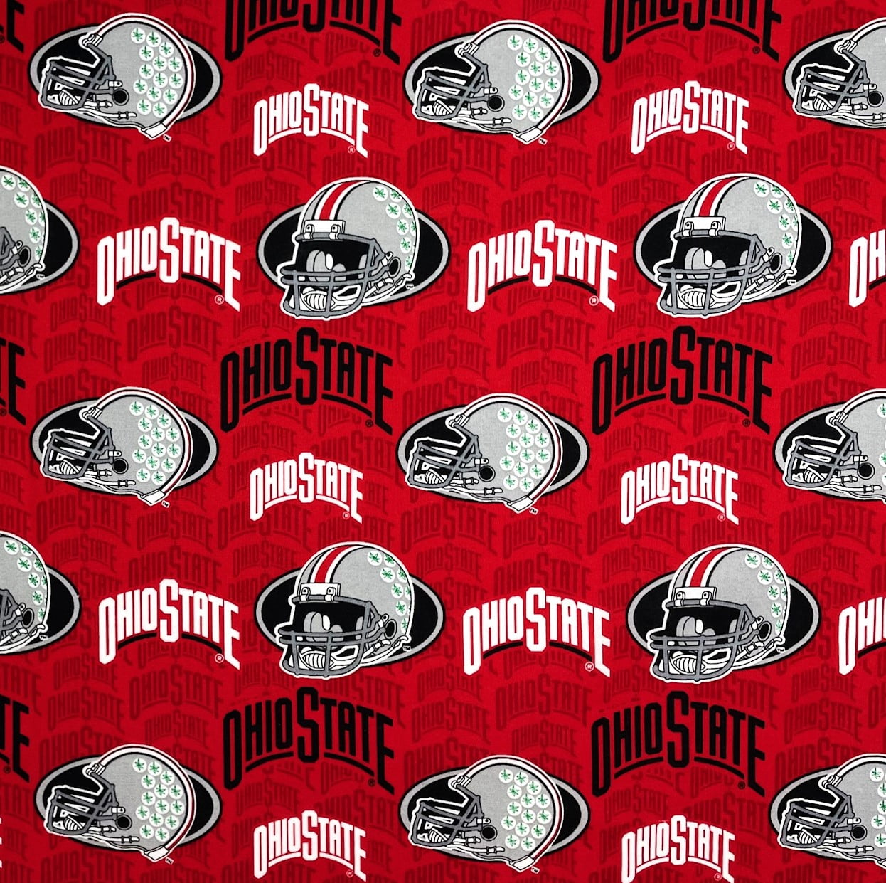1 Yard - Ohio State Buckeyes OSU Football Helmets on Red Cotton Fabric (Great for Quilting, Throws, Sewing, Craft Projects, and More) 1 Yard x 44"