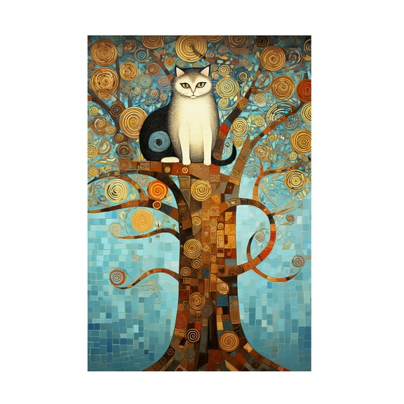 Canvas Wall Art - Ray Heere 'Art Deco Cat 10' Wall Art for Living Room, Bedroom, or Office Décor by Trademark Fine Art - 12 x 19 Inches